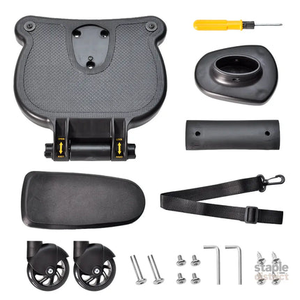 Universal Pram Board Seat and Stand Up Adjustable Buggy Board Pushchair with Bear Pattern Removable Seat Fits Most