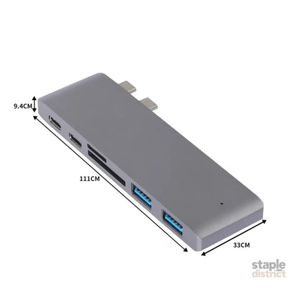 USB 3.0 Type-C HUB 6 Port Powered Adapter Grey-2018816658600235010