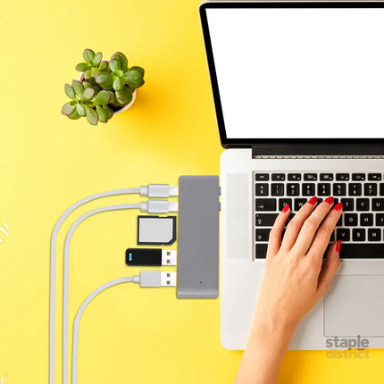 USB 3.0 Type-C HUB 6 Port Powered Adapter Grey-2018816658600235014