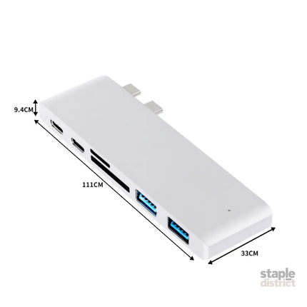 USB 3.0 Type-C HUB 6 Port Powered Adapter Silver-2018816658776395778