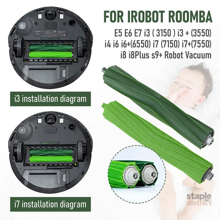 Vacuum Parts Kit Replacement Parts for iRobot Roomba i7 i7 Plus i8 j7 i4 i3 E5 E6 E7 Include 4 Roller Brushes 6 Filters