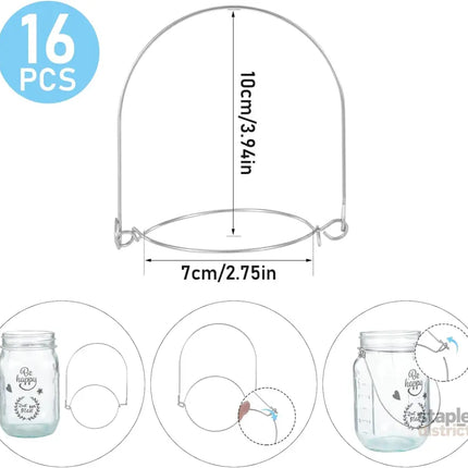 Vin Beauty Stainless Steel Mason Jar Hangers 16 Pack Wire Hangers for Mason Jars Mason Jar Lid Handles Kitchen