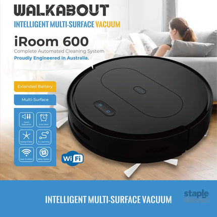 Walkabout iRoom 600 Smart Robot Vacuum and Mop With App-Based Automated Cleaning System - Appliances > Vacuum Cleaners