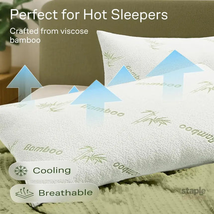 Waterproof Bamboo Pillow Protector Cover,100% Bug Water Proof Zippered Pillow Cases Body Size (1 Pack,Green,50cm x