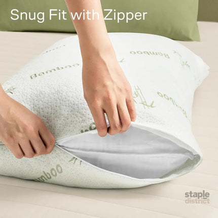 Waterproof Bamboo Pillow Protector Cover,100% Bug Water Proof Zippered Pillow Cases Body Size (1 Pack,Green,50cm x