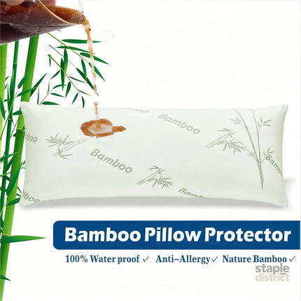 Waterproof Bamboo Pillow Protector Cover,100% Bug Water Proof Zippered Pillow Cases Body Size (1 Pack,Green,50cm x