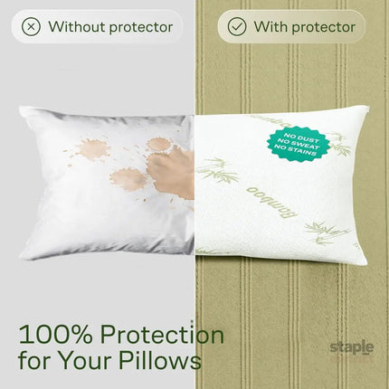 Waterproof Bamboo Pillow Protector Cover,100% Bug Water Proof Zippered Pillow Cases Body Size (1 Pack,Green,50cm x