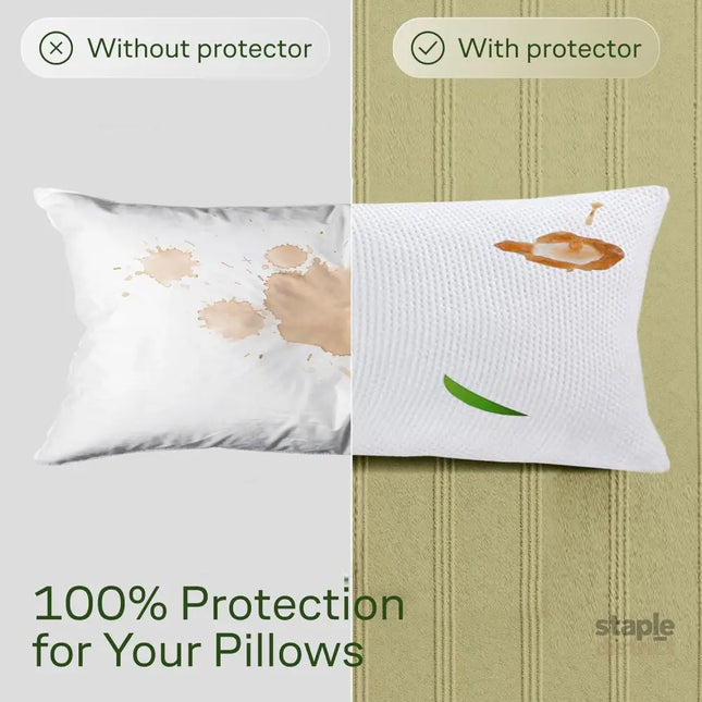 Waterproof Bamboo Pillow Protector Cover,100% Bug Water Proof Zippered Pillow Cases Body Size (1 Pack White,50cm x