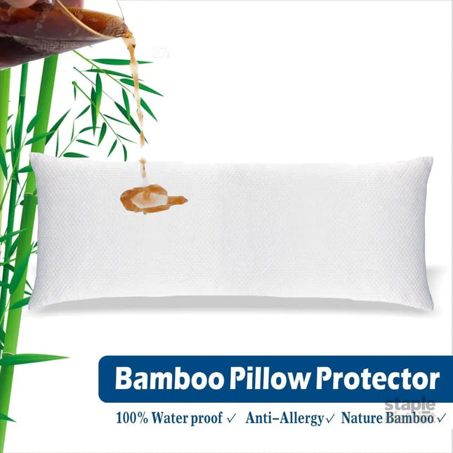 Waterproof Bamboo Pillow Protector Cover,100% Bug Water Proof Zippered Pillow Cases Body Size (1 Pack White,50cm x
