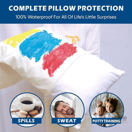 Waterproof Bamboo Pillow Protector Cover 100% Bug Water Proof Zippered Pillow Cases Standard/Queen Size (2