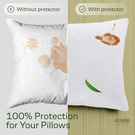 Waterproof Bamboo Pillow Protector Cover 100% Bug Water Proof Zippered Pillow Cases Standard/Queen Size (2