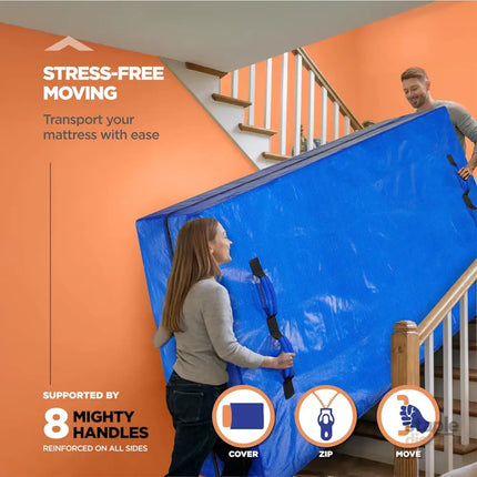 Waterproof Mattress Bag Mattresses Protector Plastic Moving Storage Dust Cover Carry Bed Zipper Packing Reusable