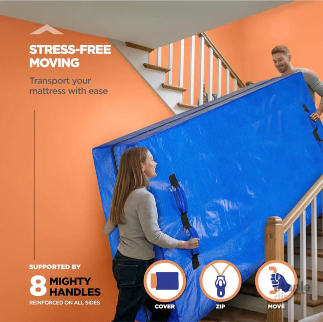 Waterproof Mattress Bag Mattresses Protector Plastic Moving Storage Dust Cover Carry Bed Zipper Packing Reusable