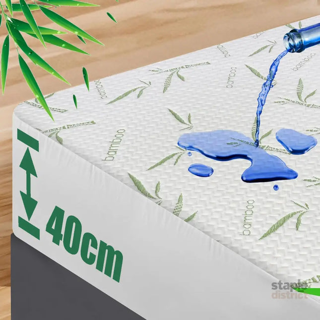 Waterproof Mattress Protector,Breathable Mattress Cover,3D Air Fabric Cooling Bed Pad Cover Deep Pocket 40cm(King