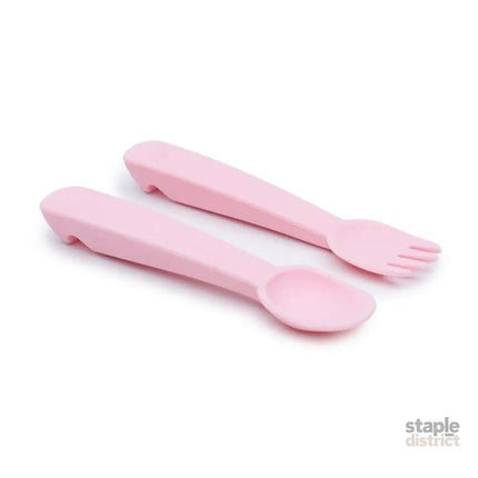 We Might Be Tiny Feedie Fork Spoon Set- Powder Pink-2006733438467575810