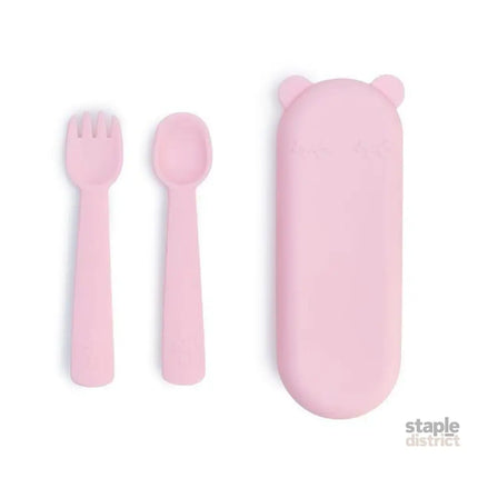 We Might Be Tiny Feedie Fork Spoon Set- Powder Pink-2006733438467575808