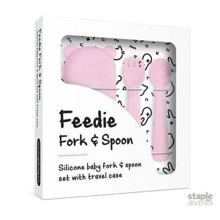We Might Be Tiny Feedie Fork Spoon Set- Powder Pink-2006733438467575811