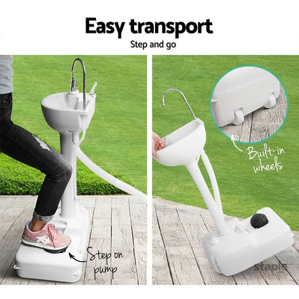Weisshorn Camping Basin Portable Hand Wash Sink Stand 19L Capacity - Home & Garden > DIY > Kitchen & Bathroom DIY