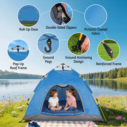 Weisshorn Camping Tent Instant Tent Pop up 2 Person Outdoor Hiking Tents Hiking Blue - Outdoor Recreation > Camping >