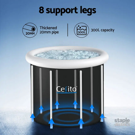 Weisshorn Portable Ice Bath Tub 70X80CM Inflatable Folding Bathtub Spa Massage - Furniture > Bathroom > Bathtubs