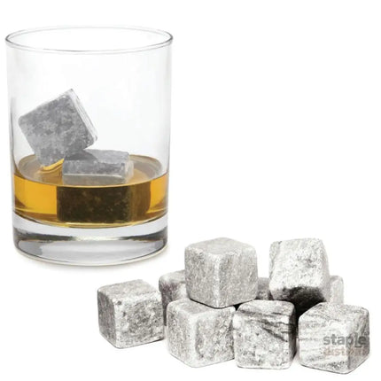 Whiskey Stones Ice Melts - 9 Reusable Natural Marble Chilling Scotch Rocks Cubes - Appliances > Kitchen Appliances >