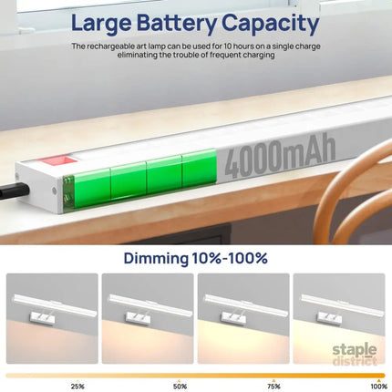 Picture Light Battery Operated 16in Wireless Art Light for Paintings CCT Dimmable Recharging Battery Picture Light with