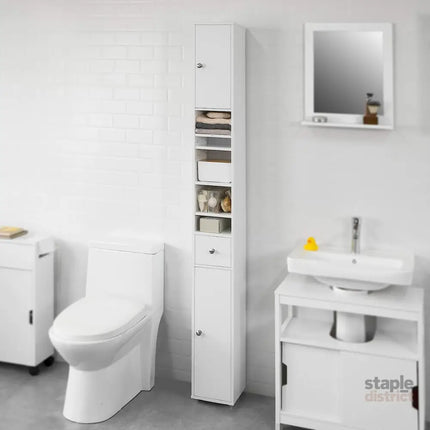 White Tall Bathroom Cabinet High Storage - Furniture > Bathroom > Bathroom Cabinets Cupboards & Storage