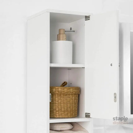 White Tall Bathroom Cabinet High Storage - Furniture > Bathroom > Bathroom Cabinets Cupboards & Storage