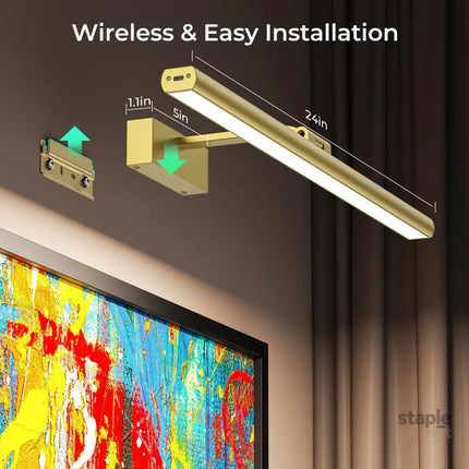Wireless Picture Lights for Wall Battery Operated Wall Light for Painting Rechargeable CCT Rotatable Art Gallery Light
