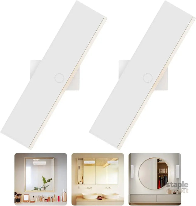 Wireless Vanity Lights for Mirror Set of 2-4000mAh Rechargeable Stick On Makeup Light with CCT Modes & Dimmable