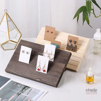 Wooden Earrings and Studs Display Rack Jewellery Organizer Stand 7 Slots Storage - Beige - Fashion > Women’s Fashion >