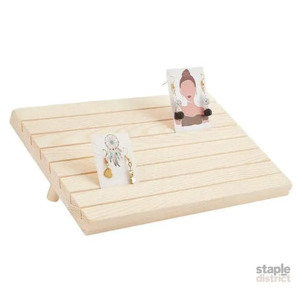 Wooden Earrings and Studs Display Rack Jewellery Organizer Stand 7 Slots Storage - Beige - Fashion > Women’s Fashion >