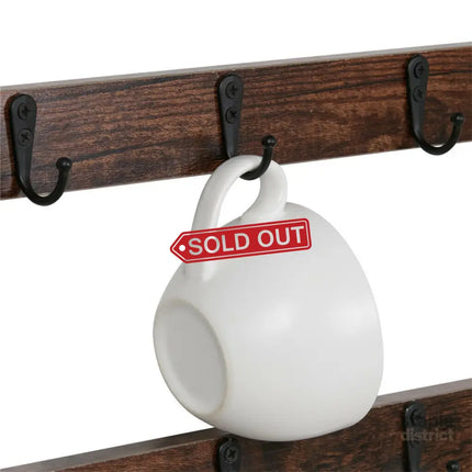 Wooden Wall Mounted Coffee Mug Rack 12 Hooks Cup Holder - Appliances > Kitchen Appliances > Kitchen Appliance