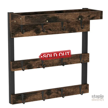 Wooden Wall Mounted Coffee Mug Rack 12 Hooks Cup Holder - Appliances > Kitchen Appliances > Kitchen Appliance