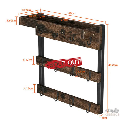 Wooden Wall Mounted Coffee Mug Rack 12 Hooks Cup Holder - Appliances > Kitchen Appliances > Kitchen Appliance