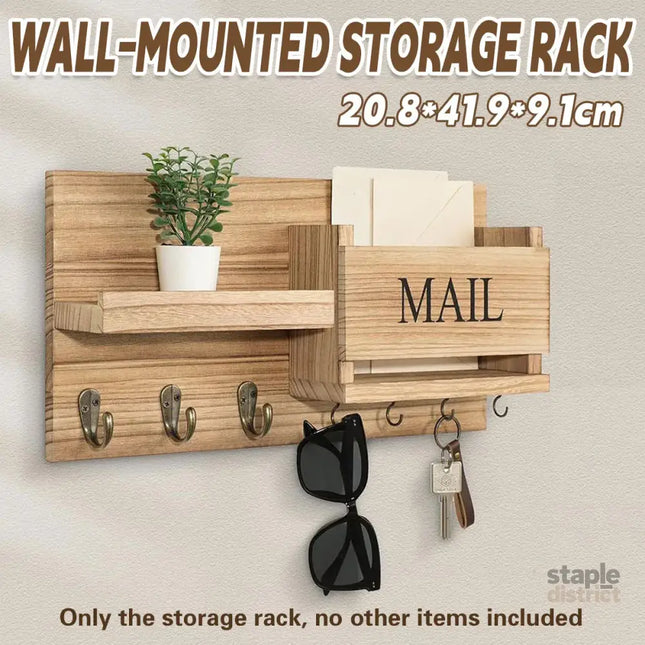 Wooden Wall Mounted Key Holder Storage Rack Door Hook Hanger Coat Rack Organizer - Furniture > Living Room > Coat Racks