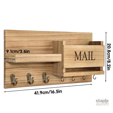 Wooden Wall Mounted Key Holder Storage Rack Door Hook Hanger Coat Rack Organizer - Furniture > Living Room > Coat Racks