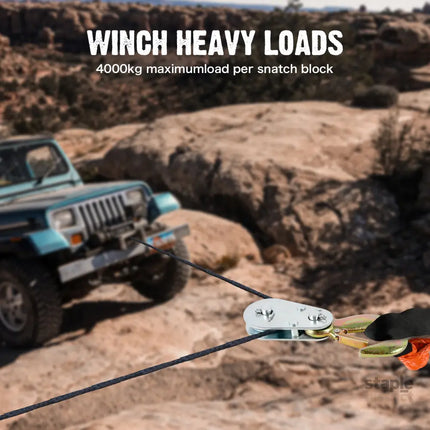 X-BULL 4Ton Snatch Block Pulley Hook Wire Rope Hoist For 4WD ATV UTV Off Road - Auto Accessories > 4WD & Recovery > 4WD