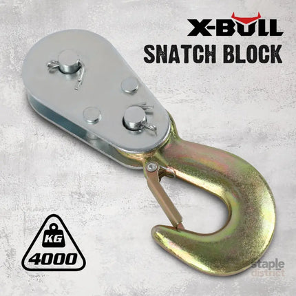 X-BULL 4Ton Snatch Block Pulley Hook Wire Rope Hoist For 4WD ATV UTV Off Road - Auto Accessories > 4WD & Recovery > 4WD