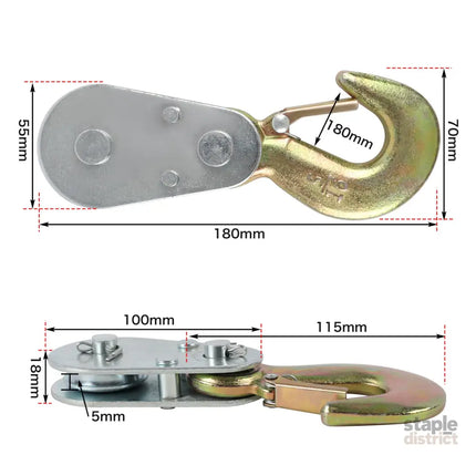 X-BULL 4Ton Snatch Block Pulley Hook Wire Rope Hoist For 4WD ATV UTV Off Road - Auto Accessories > 4WD & Recovery > 4WD