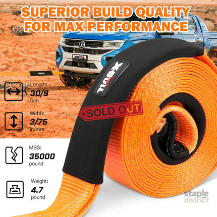 X-BULL 4WD Recovery Kit Off Road Snatch Strap Soft Shackles Snatch Block Pulley - Auto Accessories > 4WD & Recovery >