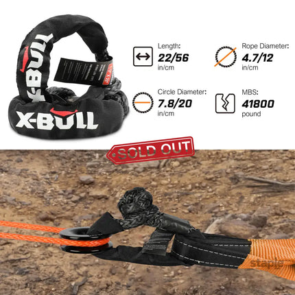 X-BULL 4WD Recovery Kit Off Road Snatch Strap Soft Shackles Snatch Block Pulley - Auto Accessories > 4WD & Recovery >