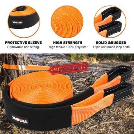 X-BULL 4WD Recovery Kit Off Road Snatch Strap Soft Shackles Snatch Block Pulley - Auto Accessories > 4WD & Recovery >
