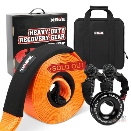 X-BULL 4WD Recovery Kit Off Road Snatch Strap Soft Shackles Snatch Block Pulley - Auto Accessories > 4WD & Recovery >