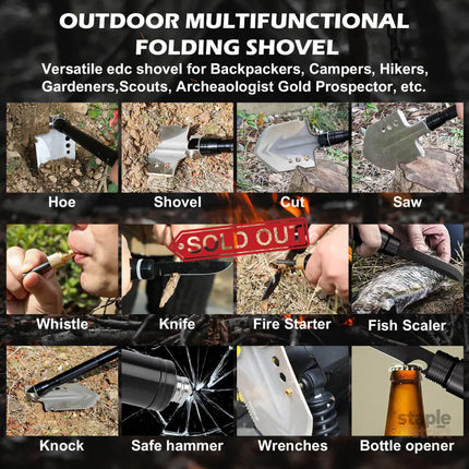 X-BULL Folding Shovel Outdoor Camping Survival Tools Multifunction Military - Auto Accessories > 4WD & Recovery > 4WD