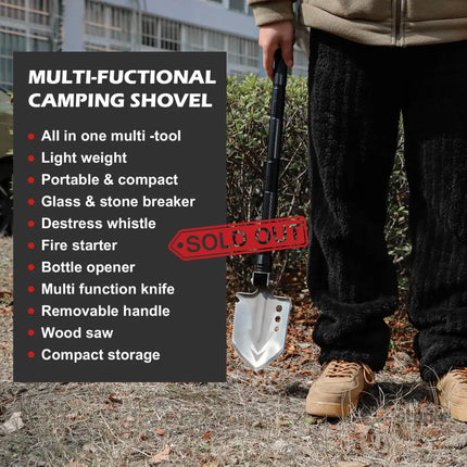 X-BULL Folding Shovel Outdoor Camping Survival Tools Multifunction Military - Auto Accessories > 4WD & Recovery > 4WD