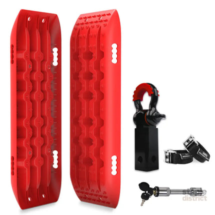 X-BULL Hitch Receiver 5T Recovery Receiver With 2PCS Recovery tracks Boards Gen2.0 Red - Auto Accessories > 4WD &