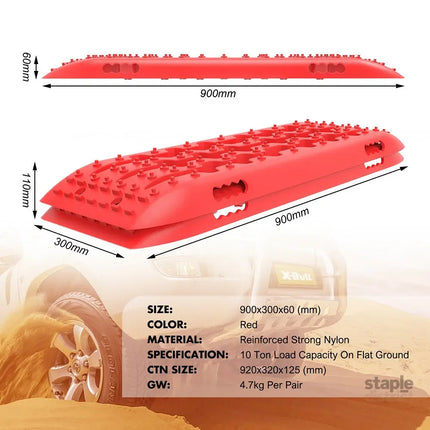 X-BULL Hitch Receiver 5T Recovery Receiver With 2PCS Recovery tracks Boards Gen2.0 Red - Auto Accessories > 4WD &