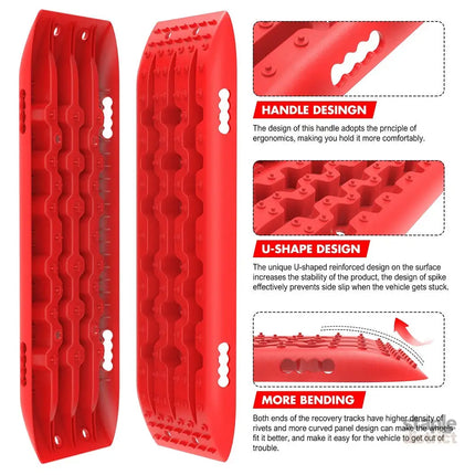 X-BULL Hitch Receiver 5T Recovery Receiver With 2PCS Recovery tracks Boards Gen2.0 Red - Auto Accessories > 4WD &