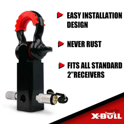 X-BULL Hitch Receiver 5T Recovery Receiver with Bow Shackle Tow Bar Off Road 4WD - Auto Accessories > 4WD & Recovery >